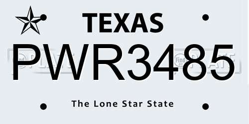 PWR3485 Texas License Plate