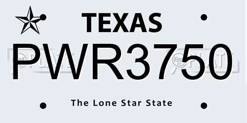 PWR3750 Texas License Plate