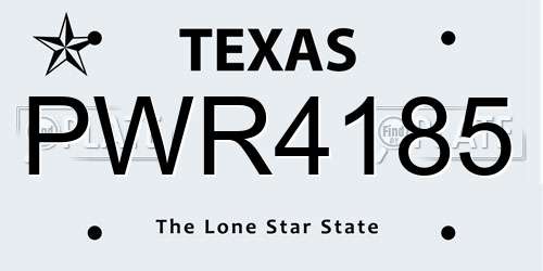PWR4185 Texas License Plate