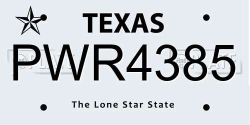 PWR4385 Texas License Plate