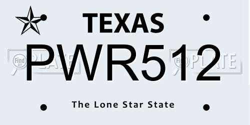 PWR512 Texas License Plate