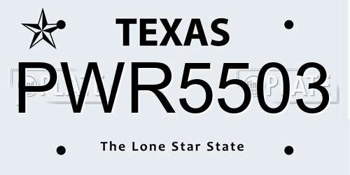 PWR5503 Texas License Plate