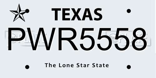 PWR5558 Texas License Plate