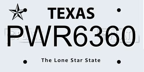 PWR6360 Texas License Plate