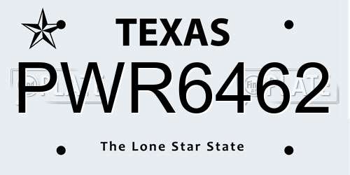 PWR6462 Texas License Plate
