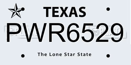 PWR6529 Texas License Plate