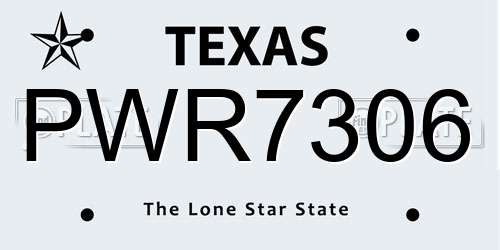 PWR7306 Texas License Plate