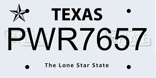 PWR7657 Texas License Plate