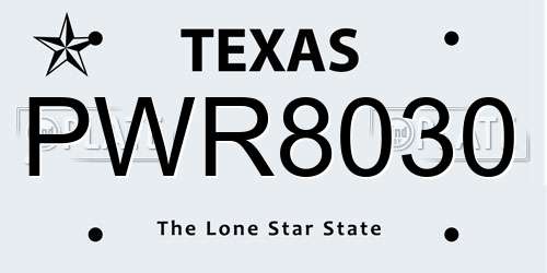 PWR8030 Texas License Plate