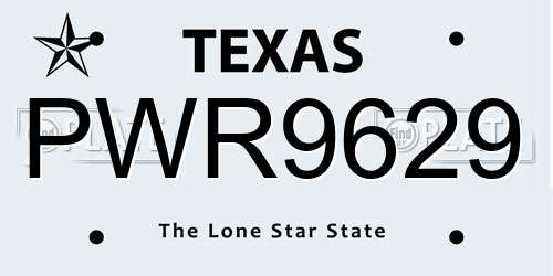 PWR9629 Texas License Plate
