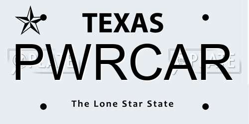 PWRCAR Texas License Plate