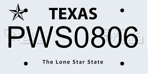 PWS0806 Texas License Plate