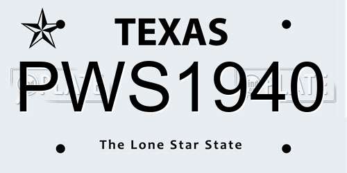 PWS1940 Texas License Plate