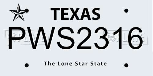 PWS2316 Texas License Plate