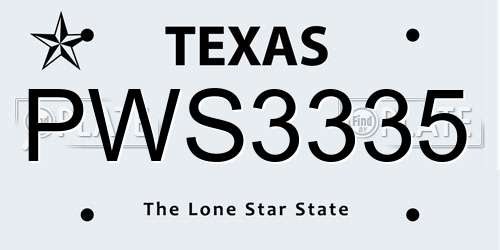 PWS3335 Texas License Plate