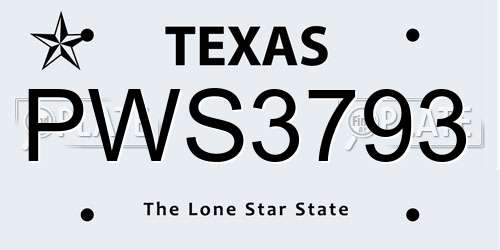 PWS3793 Texas License Plate