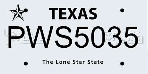 PWS5035 Texas License Plate