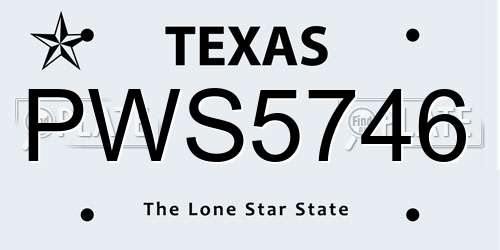 PWS5746 Texas License Plate