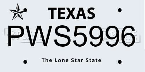 PWS5996 Texas License Plate