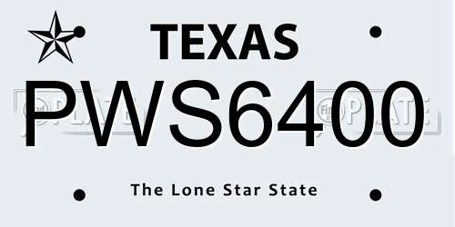 PWS6400 Texas License Plate