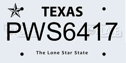 PWS6417 Texas License Plate