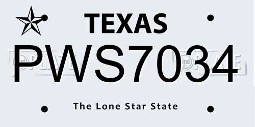 PWS7034 Texas License Plate