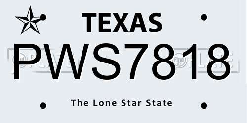 PWS7818 Texas License Plate
