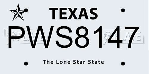 PWS8147 Texas License Plate