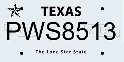 PWS8513 Texas License Plate
