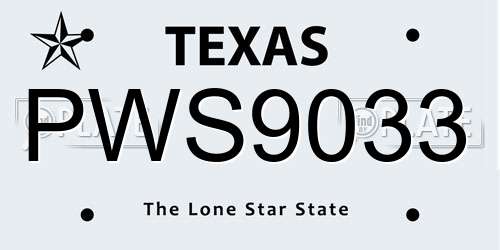 PWS9033 Texas License Plate