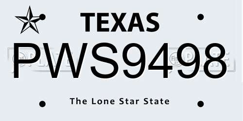 PWS9498 Texas License Plate