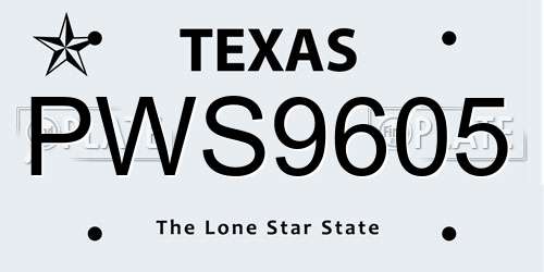 PWS9605 Texas License Plate
