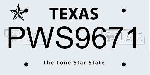 PWS9671 Texas License Plate