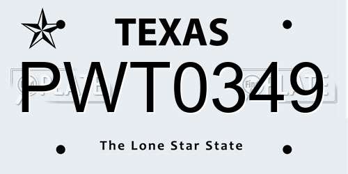 PWT0349 Texas License Plate