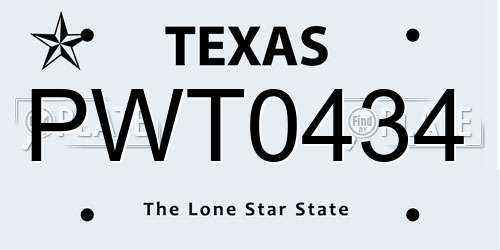 PWT0434 Texas License Plate