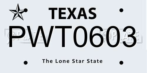PWT0603 Texas License Plate