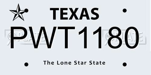 PWT1180 Texas License Plate