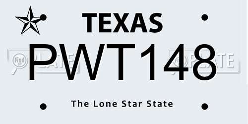 PWT148 Texas License Plate