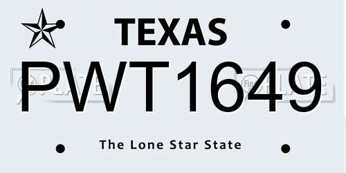 PWT1649 Texas License Plate