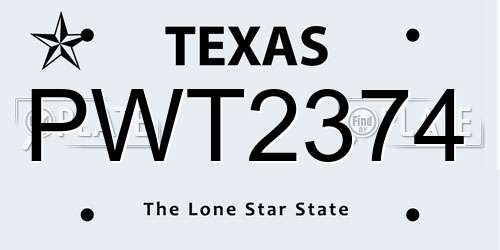 PWT2374 Texas License Plate