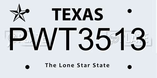 PWT3513 Texas License Plate
