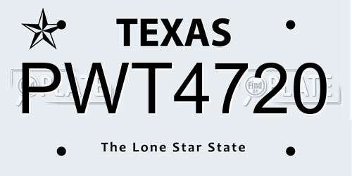PWT4720 Texas License Plate