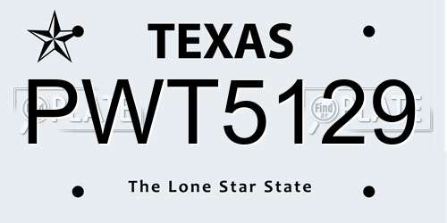 PWT5129 Texas License Plate