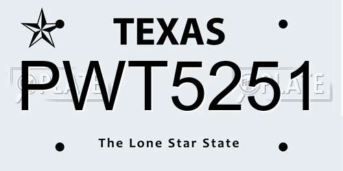 PWT5251 Texas License Plate