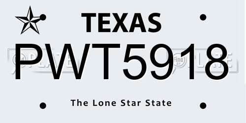 PWT5918 Texas License Plate