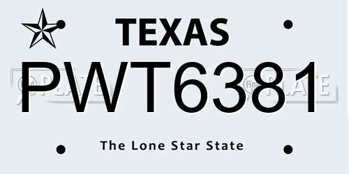 PWT6381 Texas License Plate