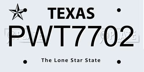 PWT7702 Texas License Plate
