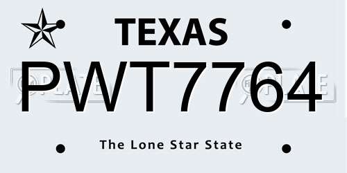 PWT7764 Texas License Plate