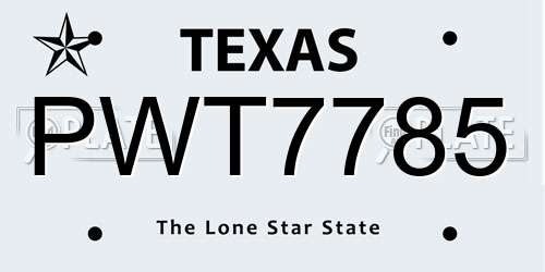 PWT7785 Texas License Plate