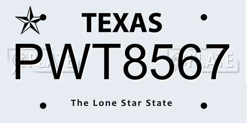 PWT8567 Texas License Plate